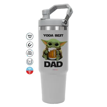 Yoda Best Dad, GREY color, 890ml (30oz) stainless Steel Tumbler with Handle