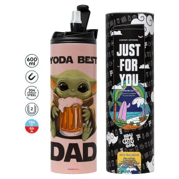 Yoda Best Dad, Tumbler stainless steel PINK 600ml