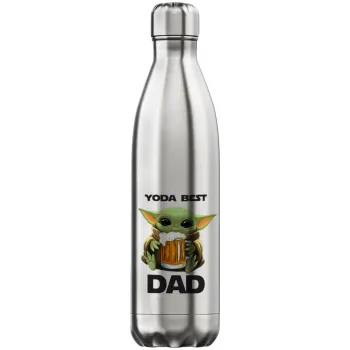 Yoda Best Dad, Μεταλλικό παγούρι θερμός Inox (Stainless steel), διπλού τοιχώματος, 750ml