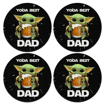 Yoda Best Dad, ΣΕΤ 4 Σουβέρ ξύλινα στρογγυλά (9cm)