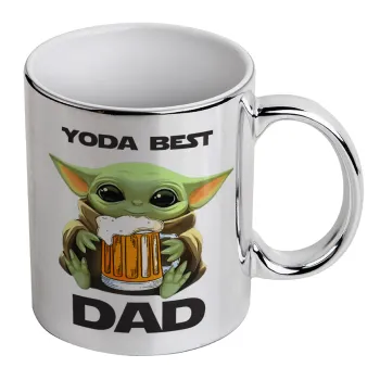 Yoda Best Dad, Mug ceramic, silver mirror, 330ml