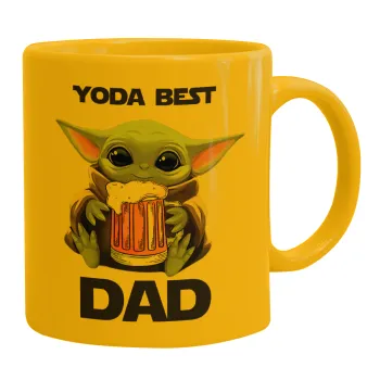 Yoda Best Dad, Ceramic coffee mug yellow, 330ml