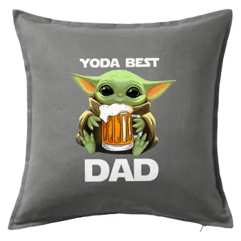 Yoda Best Dad, Μαξιλάρι καναπέ Γκρι 100% βαμβάκι, περιέχεται το γέμισμα (50x50cm)