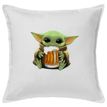 Yoda Best Dad, Μαξιλάρι καναπέ ΛΕΥΚΟ 100% βαμβάκι, περιέχεται το γέμισμα (50x50cm)
