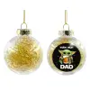 Transparent Christmas tree ball ornament with gold filling 8cm