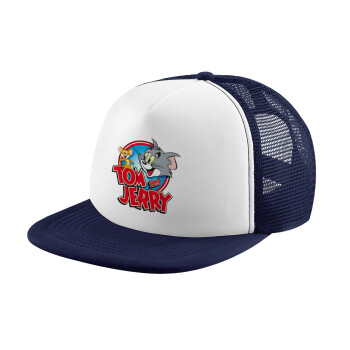 Tom and Jerry, Καπέλο Ενηλίκων Soft Trucker με Δίχτυ Dark Blue/White (POLYESTER, ΕΝΗΛΙΚΩΝ, UNISEX, ONE SIZE)