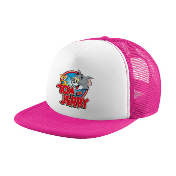 Tom and Jerry, Καπέλο Ενηλίκων Soft Trucker με Δίχτυ Pink/White (POLYESTER, ΕΝΗΛΙΚΩΝ, UNISEX, ONE SIZE)