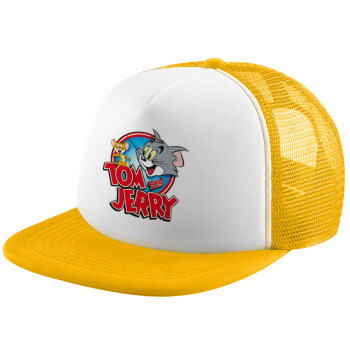 Tom and Jerry, Καπέλο Ενηλίκων Soft Trucker με Δίχτυ Κίτρινο/White (POLYESTER, ΕΝΗΛΙΚΩΝ, UNISEX, ONE SIZE)