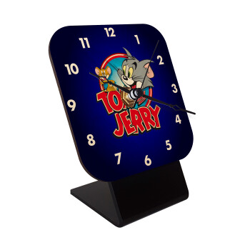 Tom and Jerry, Quartz Table clock in natural wood (10cm)