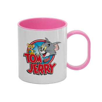 Tom and Jerry, Κούπα (πλαστική) (BPA-FREE) Polymer Ροζ για παιδιά, 330ml