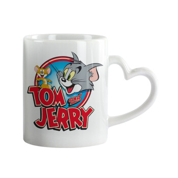 Tom and Jerry, Mug heart handle, ceramic, 330ml