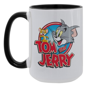 Tom and Jerry, Κούπα Mega 15oz, κεραμική Μαύρη, 450ml