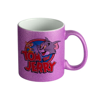 Τομ και Τζέρι, Κούπα Μωβ Glitter που γυαλίζει, κεραμική, 330ml