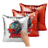 Μαξιλάρι καναπέ Μαγικό Κόκκινο με πούλιες 40x40cm περιέχεται το γέμισμα