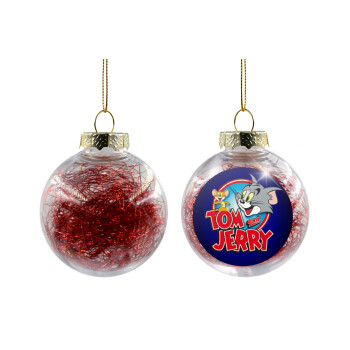Τομ και Τζέρι, Χριστουγεννιάτικη μπάλα δένδρου διάφανη με κόκκινο γέμισμα 8cm