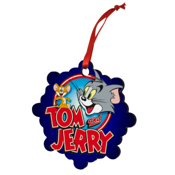 Tom and Jerry, Christmas ornament snowflake wooden 7.5cm