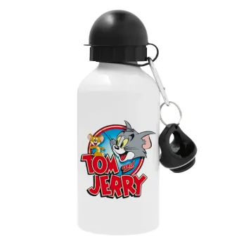 Tom and Jerry, Metal water bottle, White, aluminum 500ml