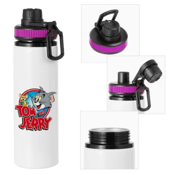 Tom and Jerry, Metallic water bottle with safety lid, 850ml aluminum