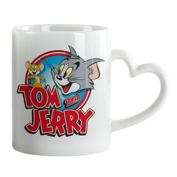Tom and Jerry, Mug heart handle, ceramic, 330ml