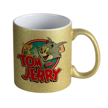 Tom and Jerry, Κούπα Χρυσή Glitter που γυαλίζει, κεραμική, 330ml