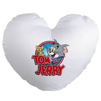 Tom and Jerry, Μαξιλάρι καναπέ καρδιά 40x40cm περιέχεται το  γέμισμα
