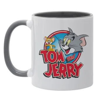 Τομ και Τζέρι, Κούπα χρωματιστή γκρι, κεραμική, 330ml