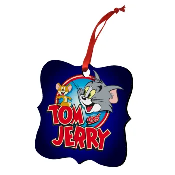 Tom and Jerry, Christmas ornament polygon wooden 7.5cm