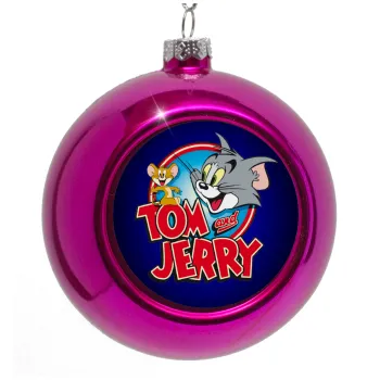 Tom and Jerry, Purple Christmas tree ornament bauble 8cm