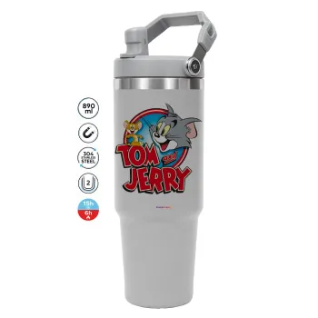 Τομ και Τζέρι, ΓΚΡΙ χρώματος Θερμός Ανοξείδωτο 890ml (30oz) με χερούλι