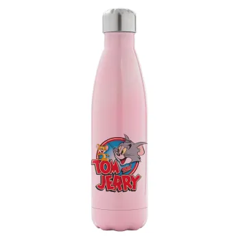 Tom and Jerry, Metal mug thermos Pink Iridiscent (Stainless steel), double wall, 500ml