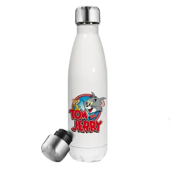 Tom and Jerry, Metal mug thermos White (Stainless steel), double wall, 500ml