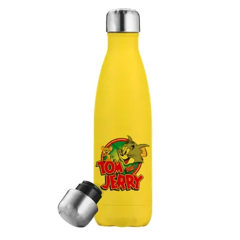 Tom and Jerry, Yellow Stainless Steel Metallic Thermos, double-walled, 500ml