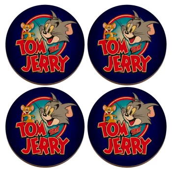 Tom and Jerry, ΣΕΤ x4 Σουβέρ ξύλινα στρογγυλά plywood (9cm)