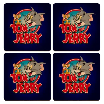 Tom and Jerry, ΣΕΤ x4 Σουβέρ ξύλινα τετράγωνα plywood (9cm)