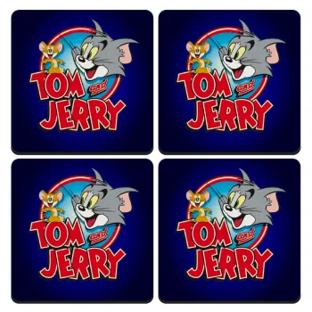 Tom and Jerry, ΣΕΤ 4 Σουβέρ ξύλινα τετράγωνα (9cm)