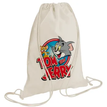 Tom and Jerry, Backpack bag GYMBAG natural (28x40cm)