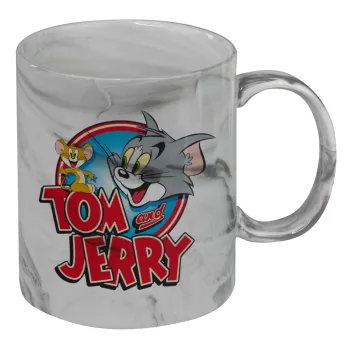 Tom and Jerry, Mug ceramic marble style, 330ml