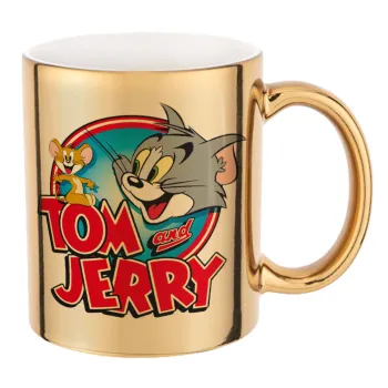 Tom and Jerry, Mug ceramic, gold mirror, 330ml