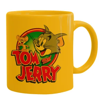 Tom and Jerry, Ceramic coffee mug yellow, 330ml