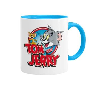 Tom and Jerry, Mug colored light blue, ceramic, 330ml