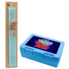 Easter Set, children's snack container BLUE & Easter aromatic flat candle (30cm) (TURQUOISE)