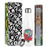 Easter candle, metallic white thermos bottle (500ml) & aromatic flat candle (30cm) (GRAY)