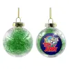 Transparent Christmas tree ball ornament with green filling 8cm