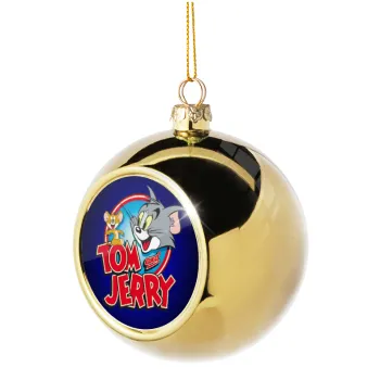 Tom and Jerry, Golden Christmas tree ball ornament 8cm
