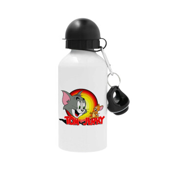 Tom and Jerry, Metal water bottle, White, aluminum 500ml
