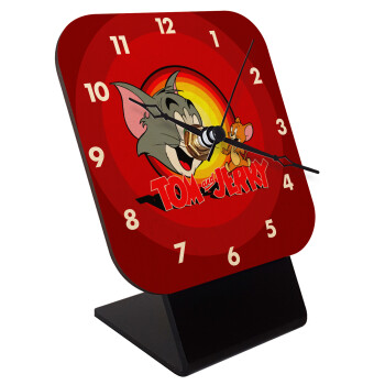 Tom and Jerry, Quartz Table clock in natural wood (10cm)