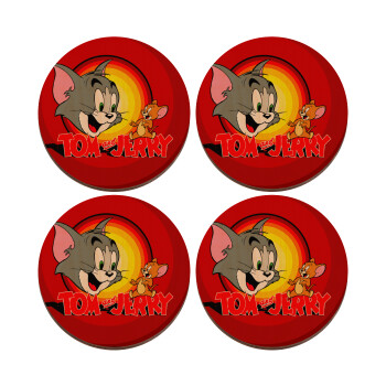 Tom and Jerry, ΣΕΤ x4 Σουβέρ ξύλινα στρογγυλά plywood (9cm)