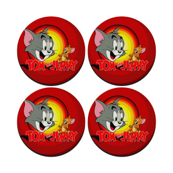 Tom and Jerry, ΣΕΤ 4 Σουβέρ ξύλινα στρογγυλά (9cm)