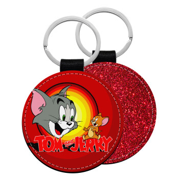 Tom and Jerry, Μπρελόκ Δερματίνη, στρογγυλό ΚΟΚΚΙΝΟ (5cm)