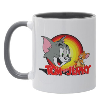 Tom and Jerry, Κούπα χρωματιστή γκρι, κεραμική, 330ml